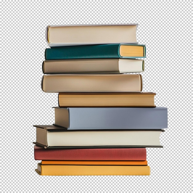 Boeken gestapeld op een doorzichtige achtergrond