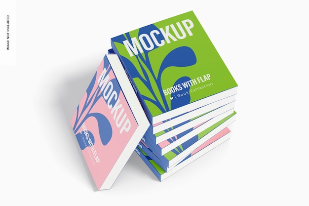 Boeken met flap mockup, gestapeld