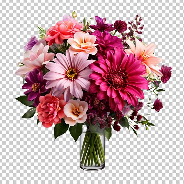 PSD boeket bloemen in een vaas geïsoleerd op een witte achtergrond