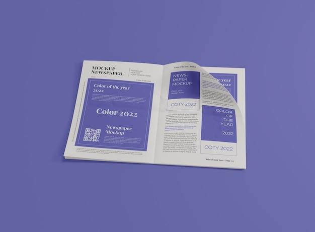 Boekpagina's mockup in de kleur van het jaar 2022