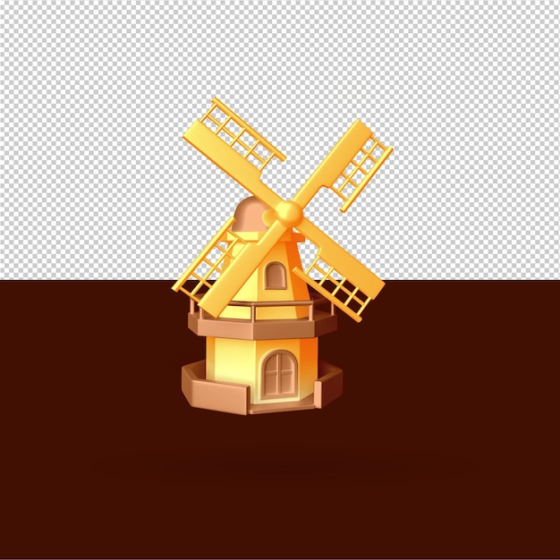 PSD boerderij windmolen 3d illustratie gratis psd bewerkbare kleur