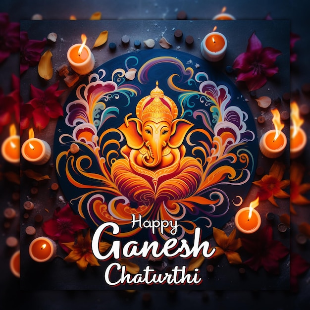 PSD bóg ganesha szczęśliwy ganesh chaturthi tło indyjskie święto lord ganesh projekt vinayaka chaturthi