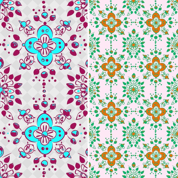 PSD bohemian patterns with floral shapes and outlined in irregul creative abstract geometric vector