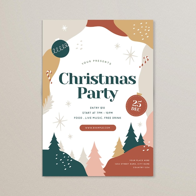 PSD boho aesthetic christmas event  party flyer