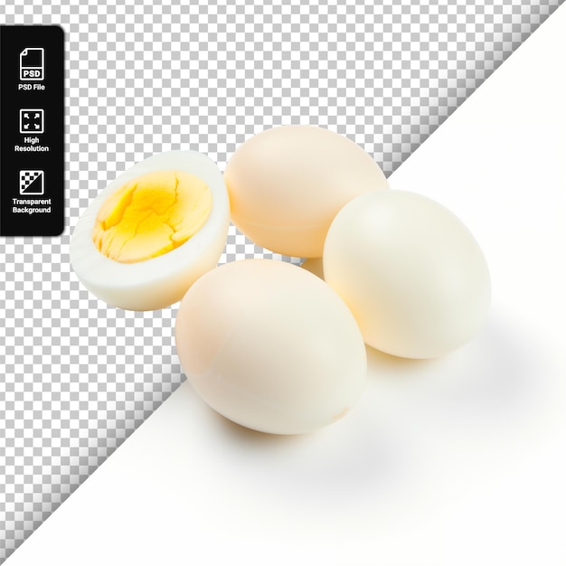 PSD boiled chicken eggs isolated on transparent background