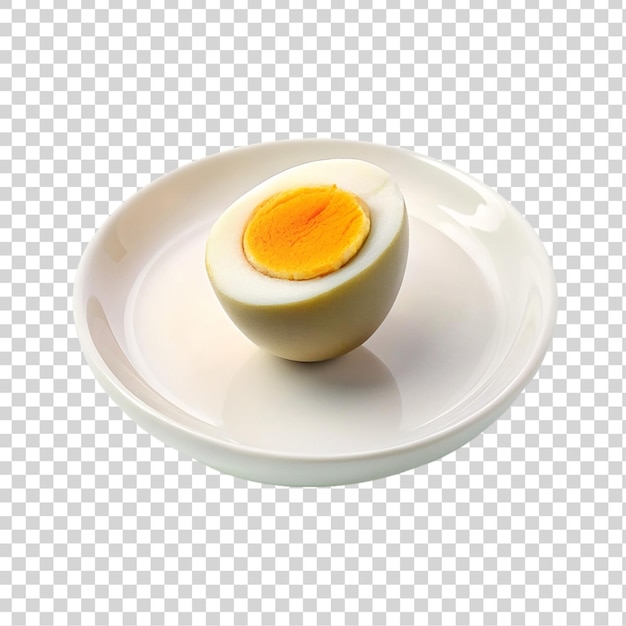 Boiled egg on a plate isolated on a transparent background