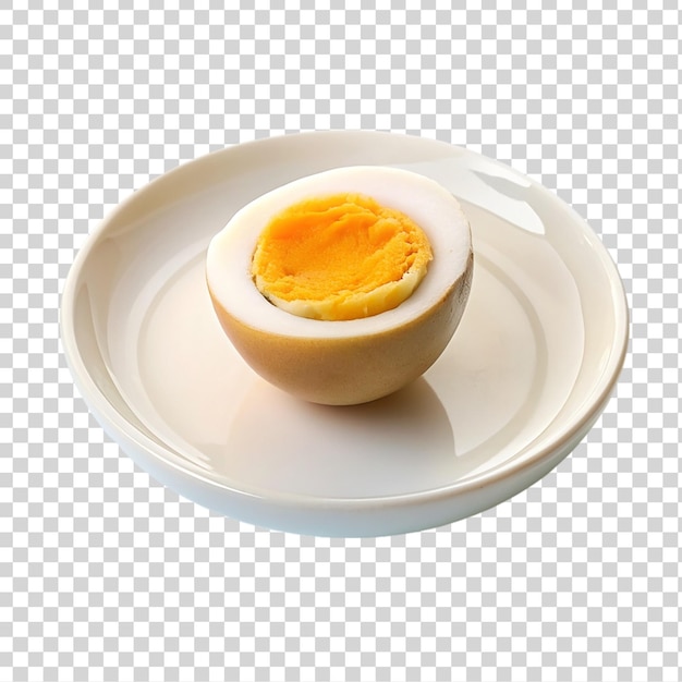 PSD boiled egg on a plate isolated on a transparent background