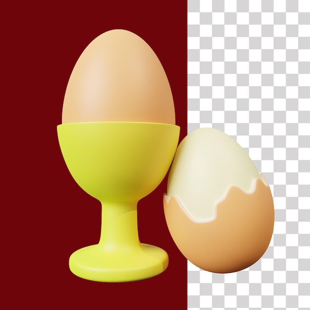 ゆで卵の 3 D アイコン