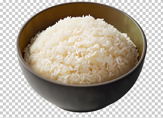 PSD boiled rice in bowl on transparent background