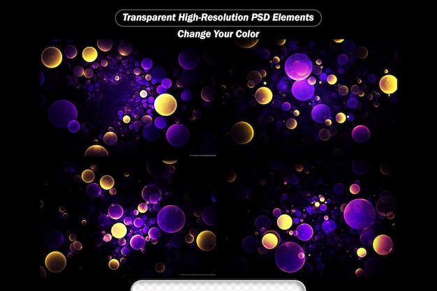 PSD Боке абстрактный фон с темно-фиолетовым цветом и желтым пузырьком