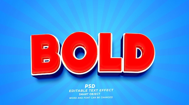 Bold 3d editable photoshop text effect style