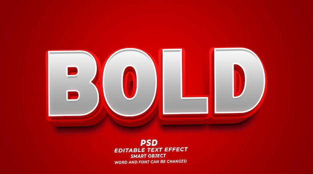 bold 3d editable photoshop text effect style