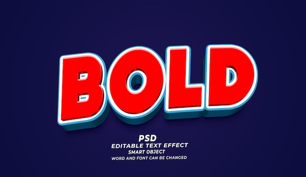 太字の 3d 編集可能なテキスト効果 photoshop psd スタイル