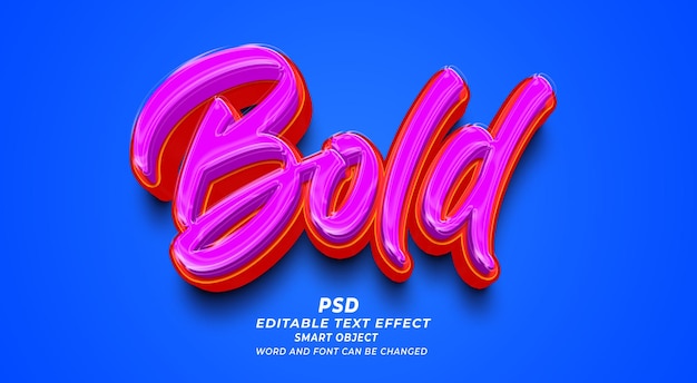 Bold 3d editable text effect photoshop psd template