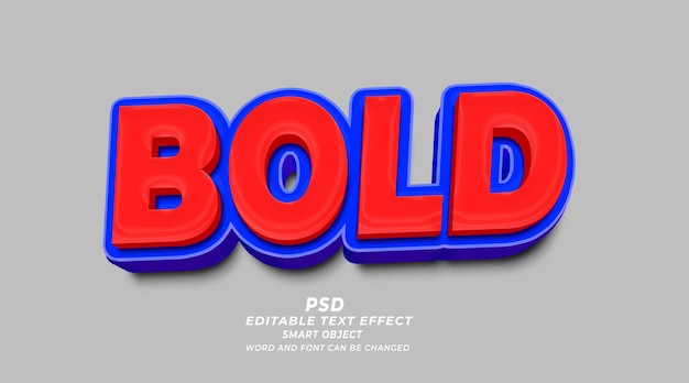 PSD bold 3d editable text effect photoshop psd template