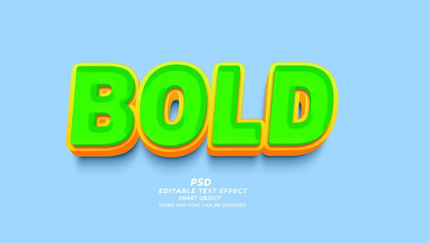 PSD bold 3d editable text effect photoshop template