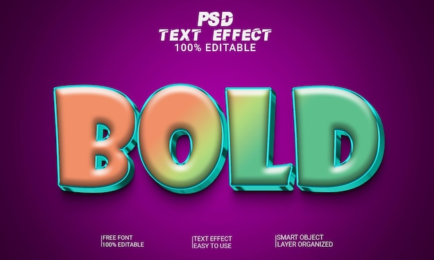 Bold 3d editable text effect style psd file