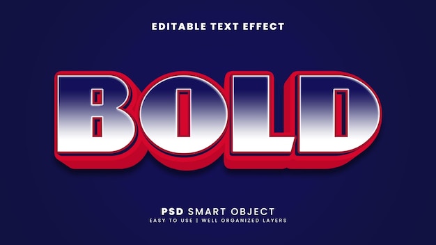 PSD bold 3d editable text effect template