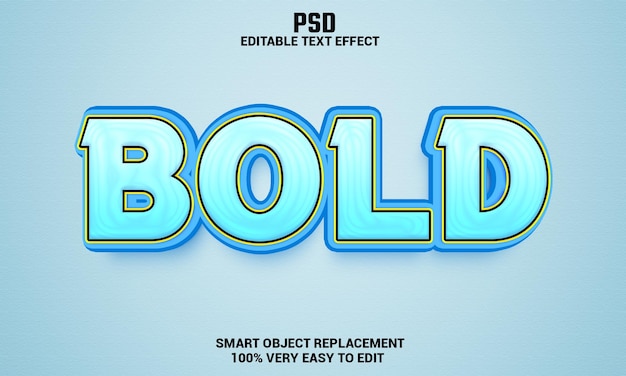 Bold 3d editable text effect with background Premium Psd