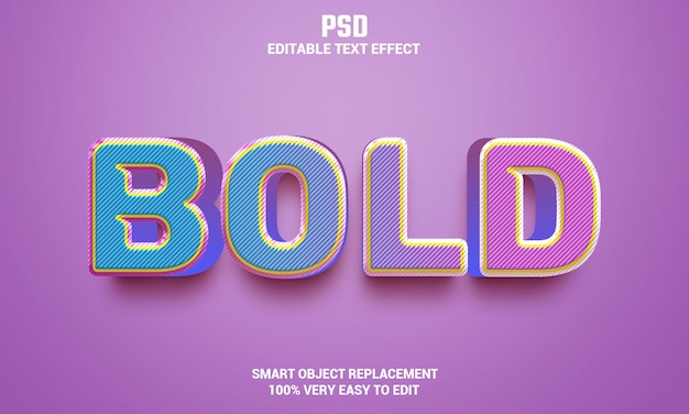 背景プレミアムPsdで太字の3D編集可能なテキスト効果