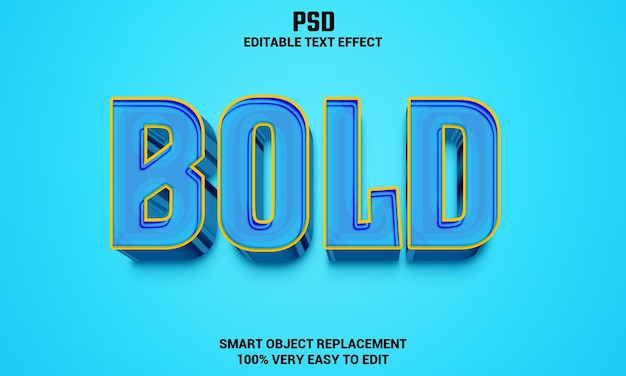 Bold 3d editable text effect with background Premium Psd