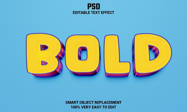 Bold 3d editable text effect with background premium psd