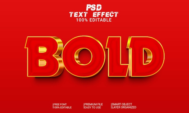 bold 3d text effect psd file