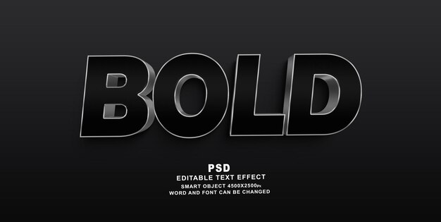 Bold black 3d editable text effect photoshop psd template