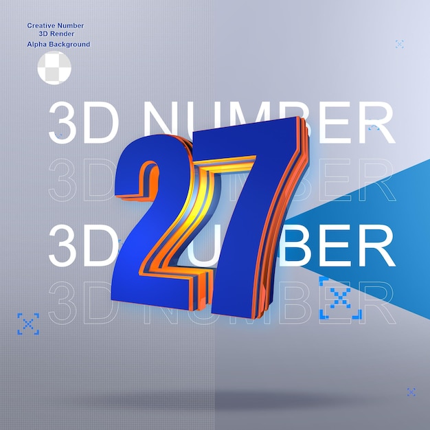 PSD 太字の青い 3 d 番号 27