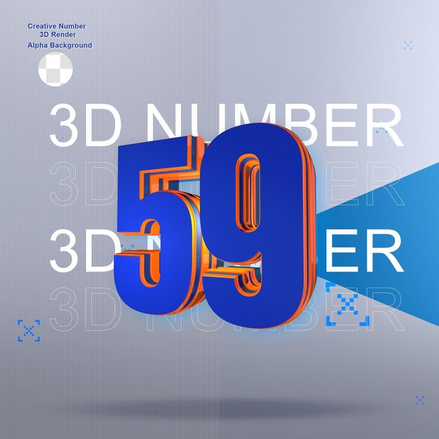 Grassetto numero 3d blu59