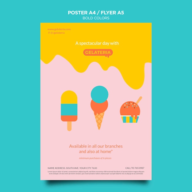 PSD bold colors concept poster template