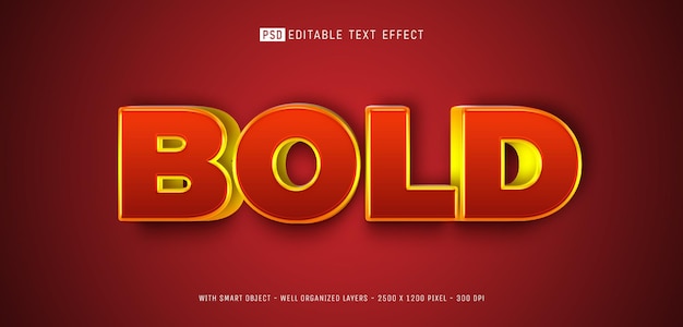 Bold editable text effect 3d style