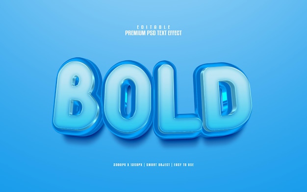 Bold glossy blue editable premium psd text effect