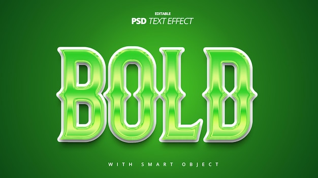 PSD bold green gradient metal 3d text effect design