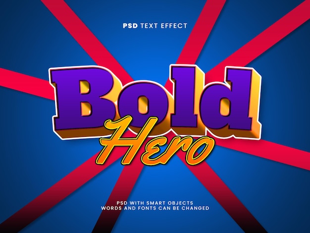 PSD bold hero 3d editable text effect