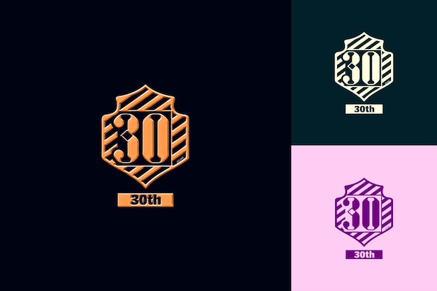 Bold Logo With Text 30Th Emblem Logo With a Shield Shape and Vector Abstract Design Collections