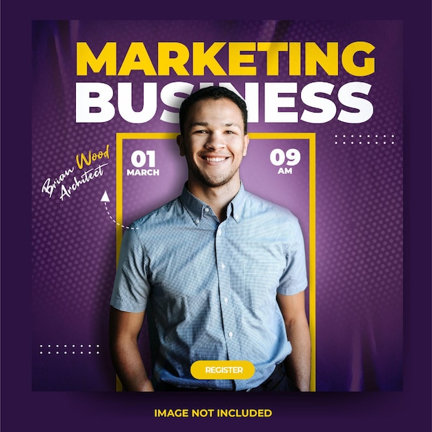 Bold purple marketing business webinar poster banner social media event