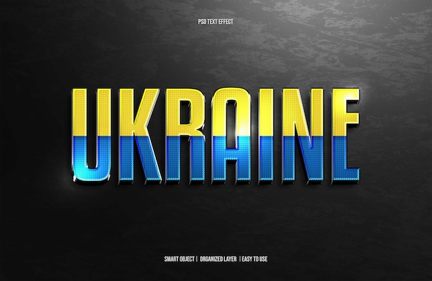 PSD bold text effect editable ukraine font style