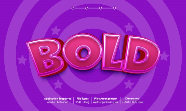 PSD bold text effect with 3d font style