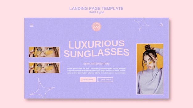 PSD bold type sunglasses landing page template