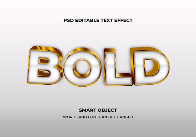 PSD bold white luxury gold purple 3d editable text effect style