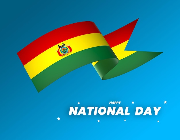 Bolivia flag element design national independence day banner ribbon psd