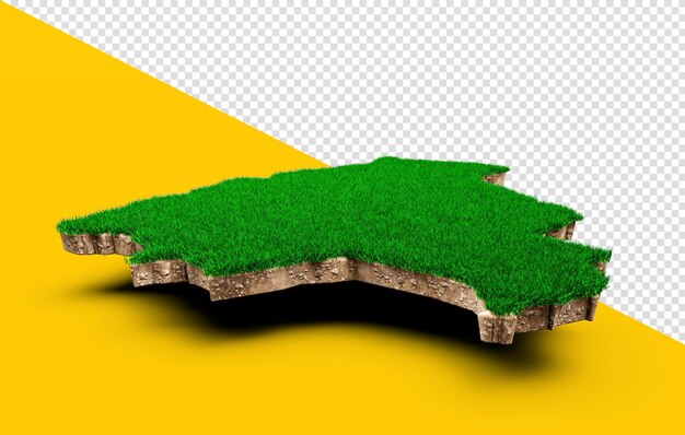 緑の草と岩の地面のテクスチャ3dイラストとボリビアマップ土壌土地地質断面図