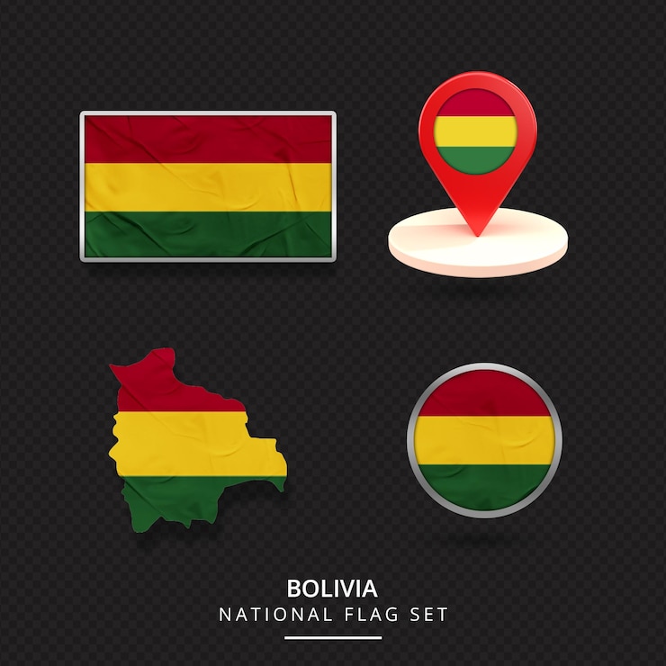 PSD bolivia national flag map location element design