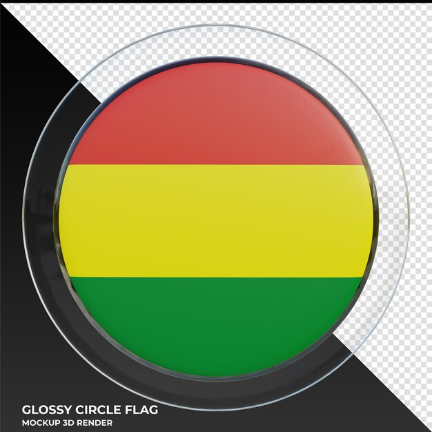 Bolivia realistic 3d textured glossy circle flag