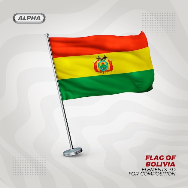 Bolivia realistische 3d getextureerde vlag