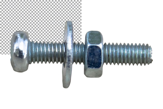 PSD bolt washer and nut isolated on transparent background