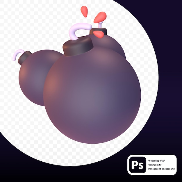 PSD bomb in 3d render for graphic asset game