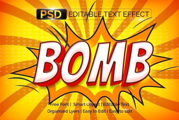 PSD bomb 3d text effect layer style psd file