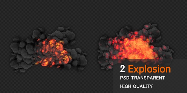 Bomb explosiondesign on black background premium psd